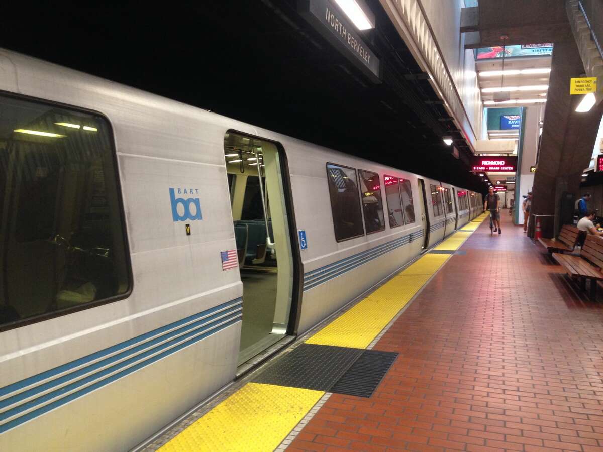FILE: A BART train at the Berkeley Station in downtown.