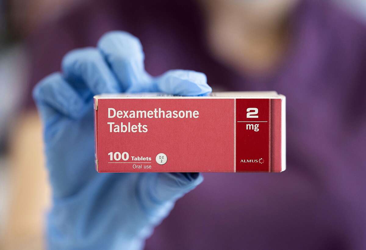 CARDIFF, UNITED KINGDOM - JUNE 16: A close-up of a box of Dexamethasone tablets in a pharmacy on June 16, 2020 in Cardiff, United Kingdom. Results of a trial announced today have shown that Dexamethasone, a cheap and widely used steroid drug which is used to reduce inflammation, reduced death rates by around a third in the most severely ill COVID-19 patients who were admitted to hospital. Researches have predicted 5,000 lives could have been saved had the drug been used to treat patients in the UK at the start of the pandemic.(Photo by Matthew Horwood/Getty Images)