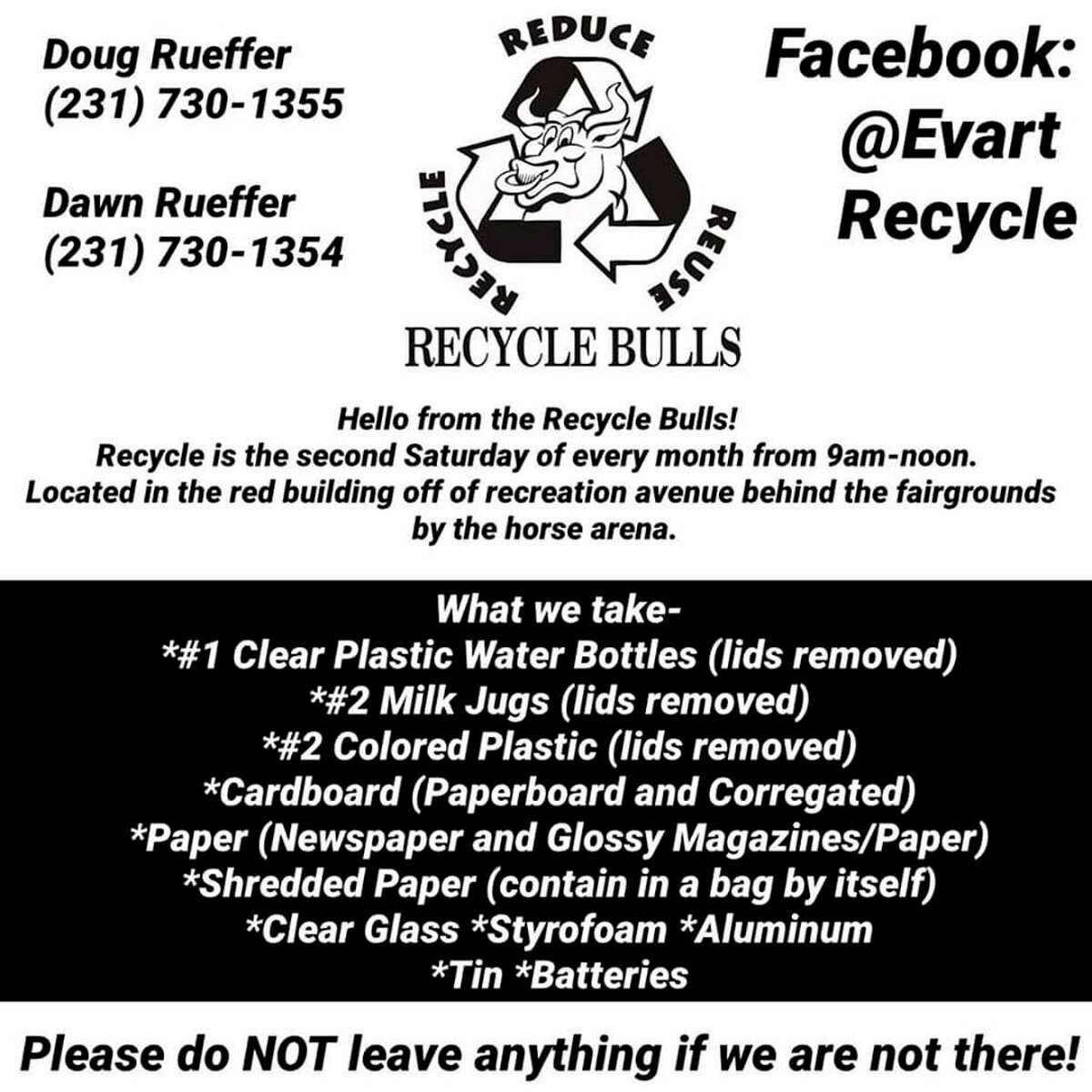 Evart Recycle resumed operations on June 13. Recycling can be dropped off the second Saturday each month at the Osceola County Fairgrounds. (Submitted photo)