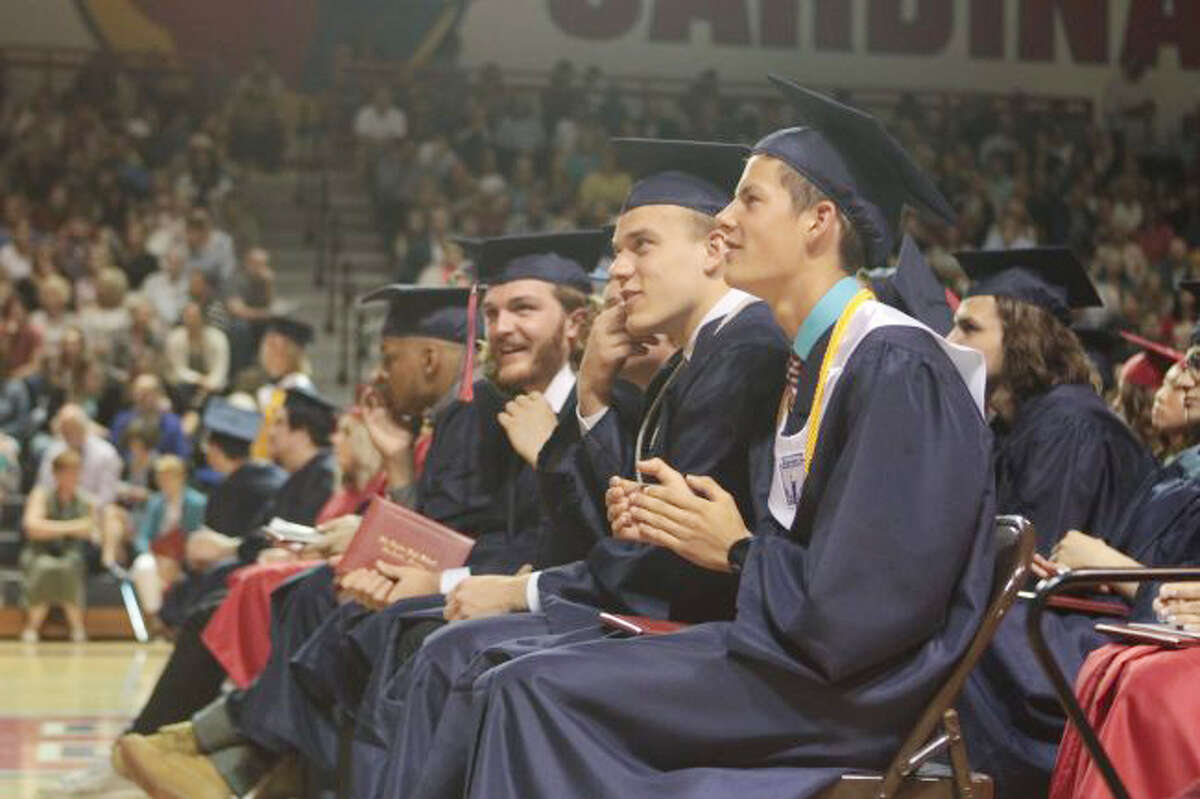 In this file photo, members of the Big Rapids High School Class of 2019 cheer for their fellow students as they receive their diplomas.