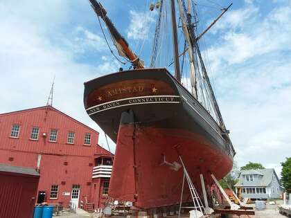 The Freedom Schooner Amistad, a replica of the original ship, was in drydock at Mystic Seaport in 2020.
