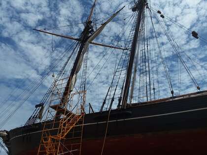 The Freedom Schooner Amistad, a replica of the original ship, was in drydock at Mystic Seaport in May 2020.