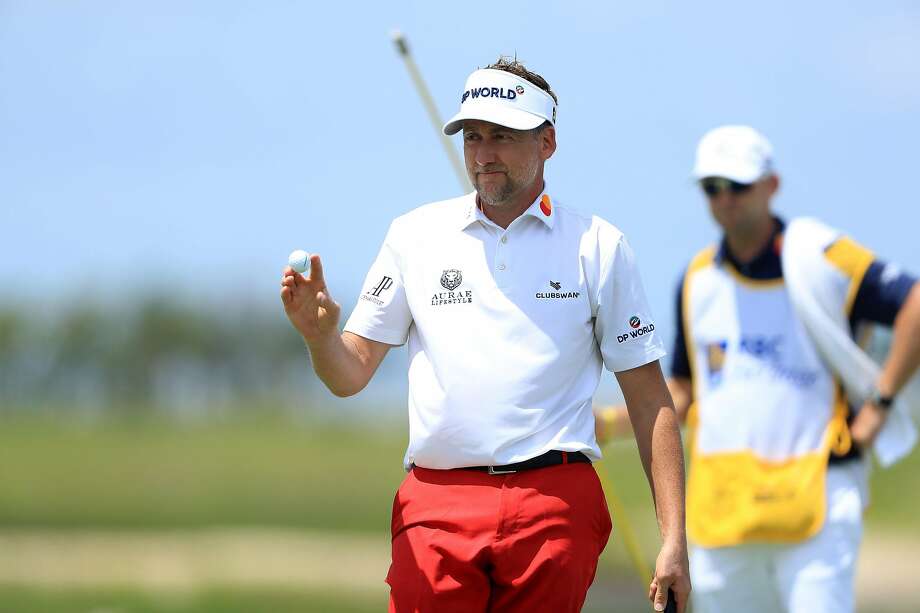 Ian Poulter of England reacts to his birdie on the 18th green during the first round of the RBC Heritage on Thursday at Harbour Town Golf Links in Hilton Head Island, S.C. Photo: Sam Greenwood / Getty Images