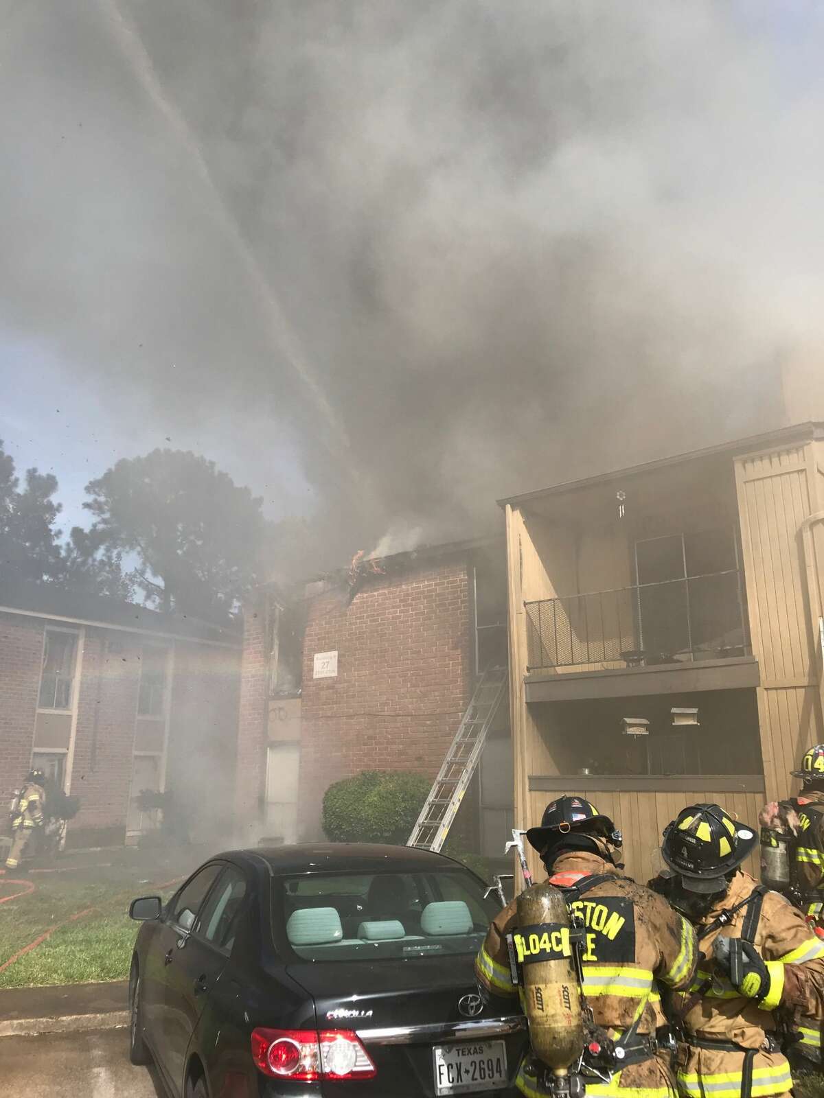 Ten families were displaced Thursday following an apartment fire in the 5800 block of North Houston Rosslyn Road, authorities said.