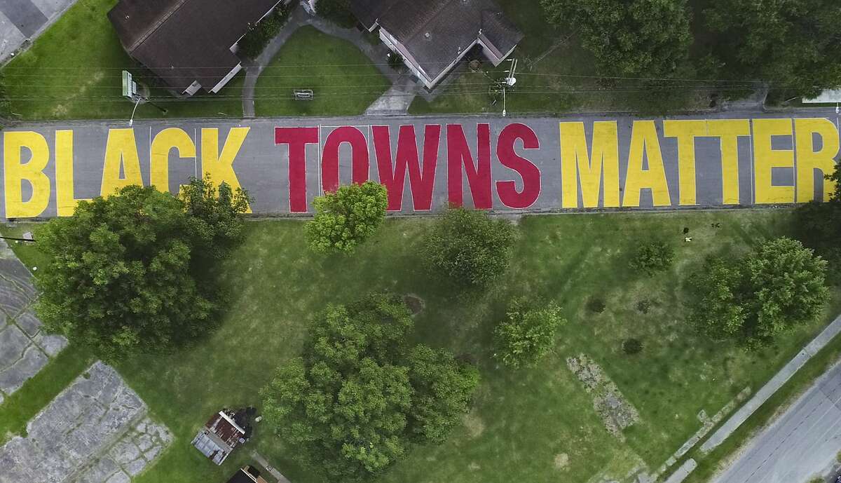 'Black Towns Matter' mural painted on street in Houston's Independence