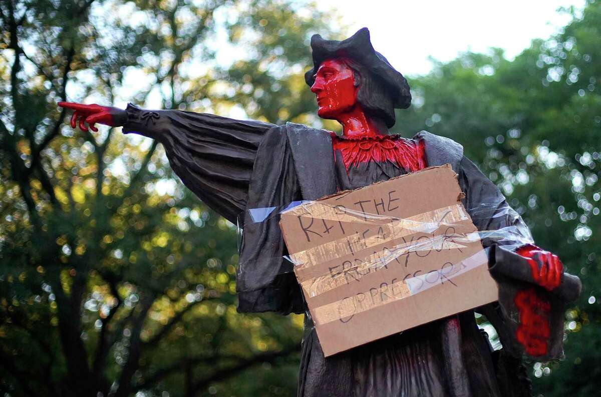 Goodbye Columbus Houston removes vandalized statue from Bell Park