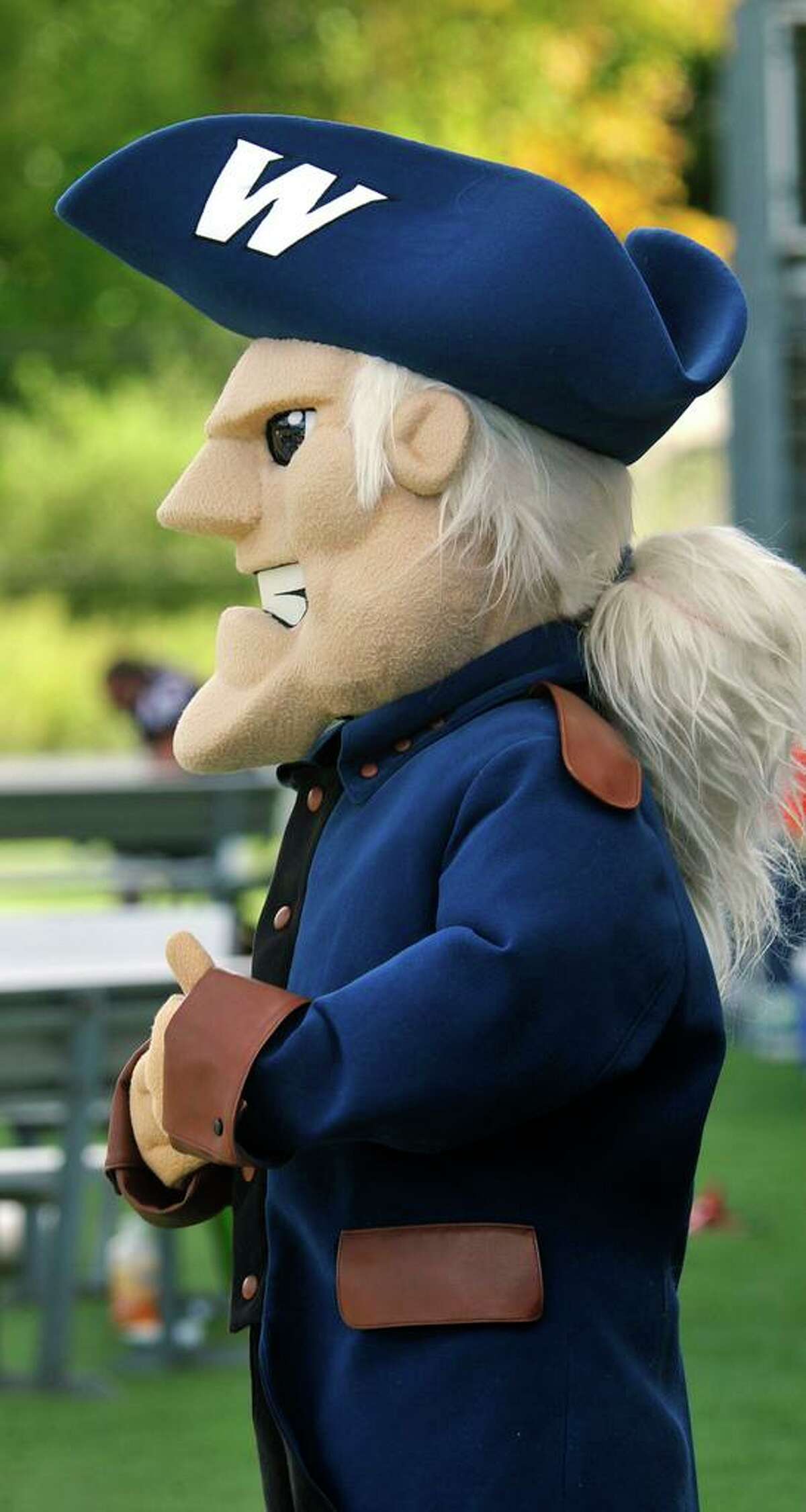 Colonial Chuck, the mascot of Western Connecticut State University.