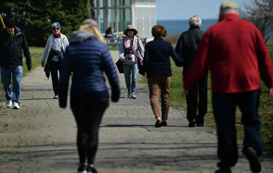 Visitors take adavantage of the nice weather Wednesday, April 1, 2020, at Sherwood Island State Park in Westport, Conn. Photo: Erik Trautmann / Hearst Connecticut Media / Norwalk Hour