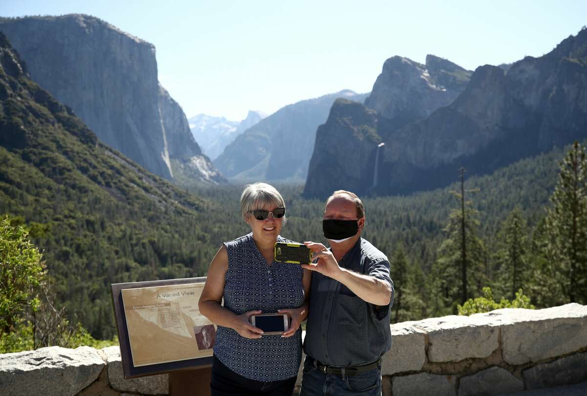 Ken and Debra Copeland take a selfie on June 11, 2020, in Yosemite National Park, Calif.
