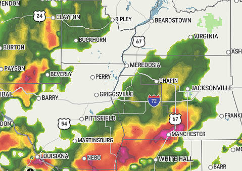 Strong thunderstorms moving into Jacksonville area