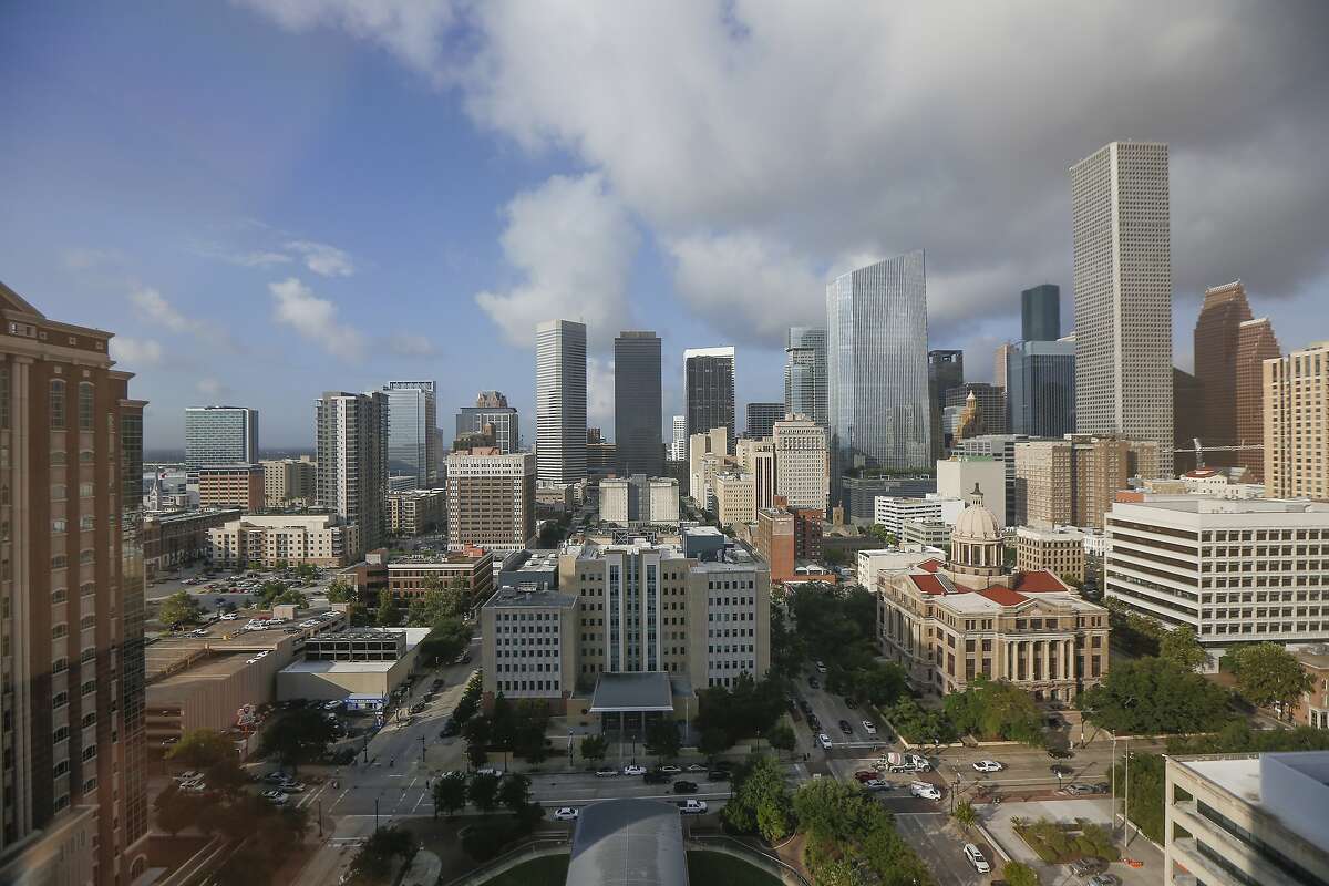 The Houston skyline photographed from the 16th floor of the Harris County Criminal Justice Center Wednesday, Aug. 28, 2019, in Houston.