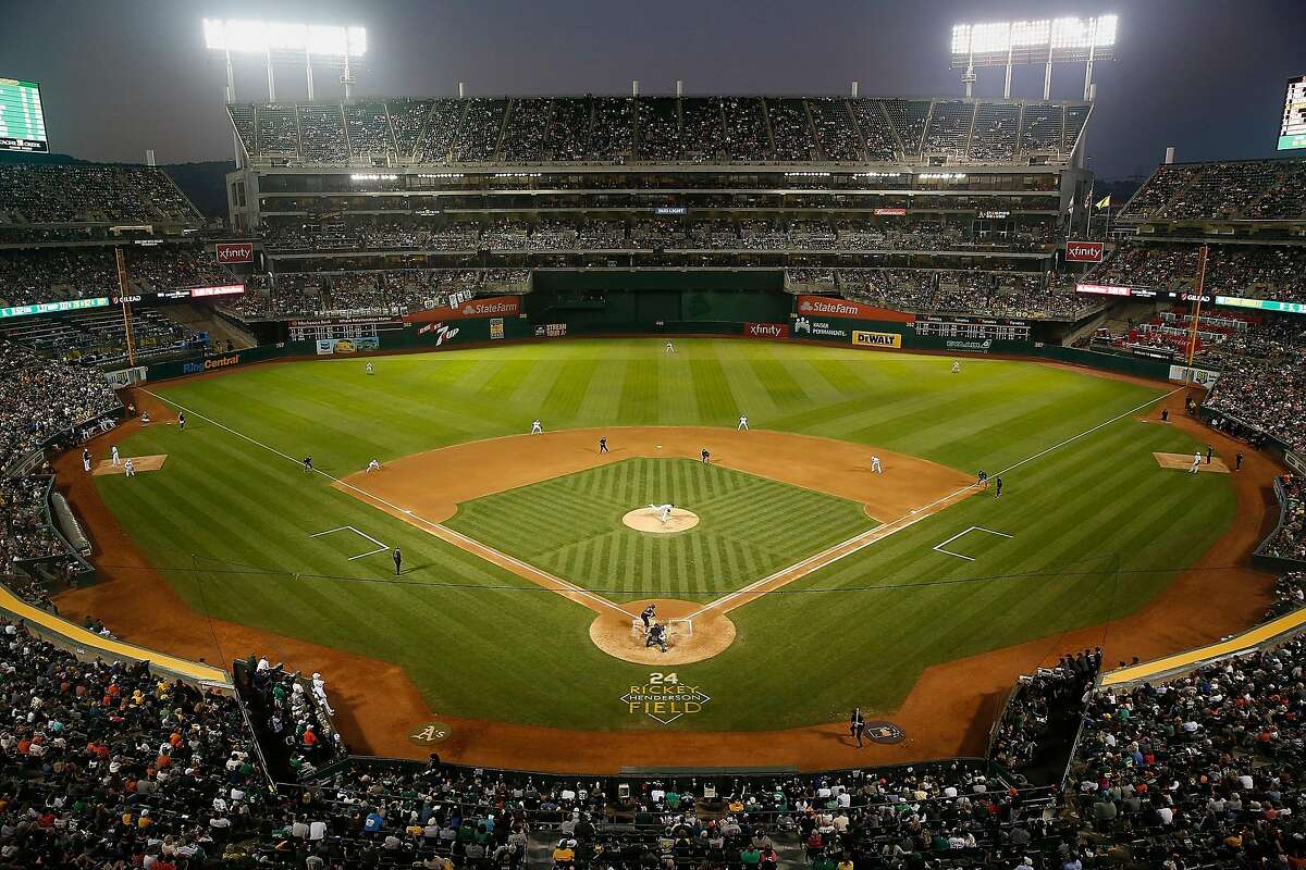 The Oakland Athletics play host to the San Francisco Giants at Ring Central Coliseum on August 24, 2019, in Oakland, California. (Lachlan Cunningham/Getty Images/TNS)