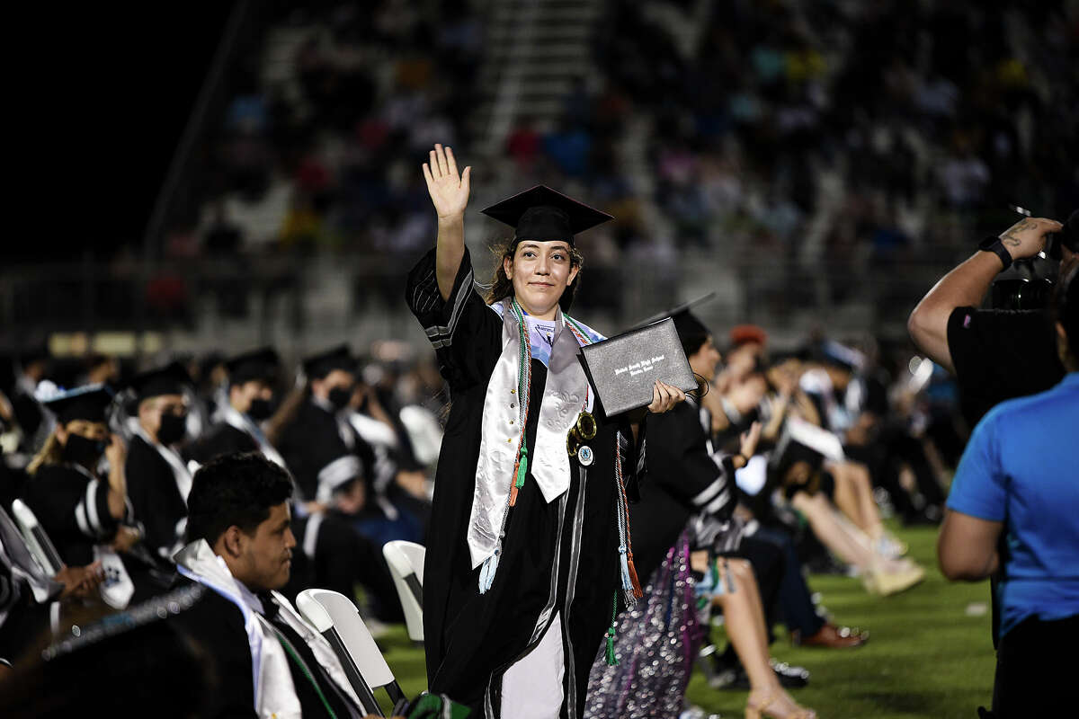 The United South High School graduating class of 2020 participate in their long awaited commencement ceremony, Monday, Jun. 22, 2020, at the Bill Johnson Student Activtiy Complex.