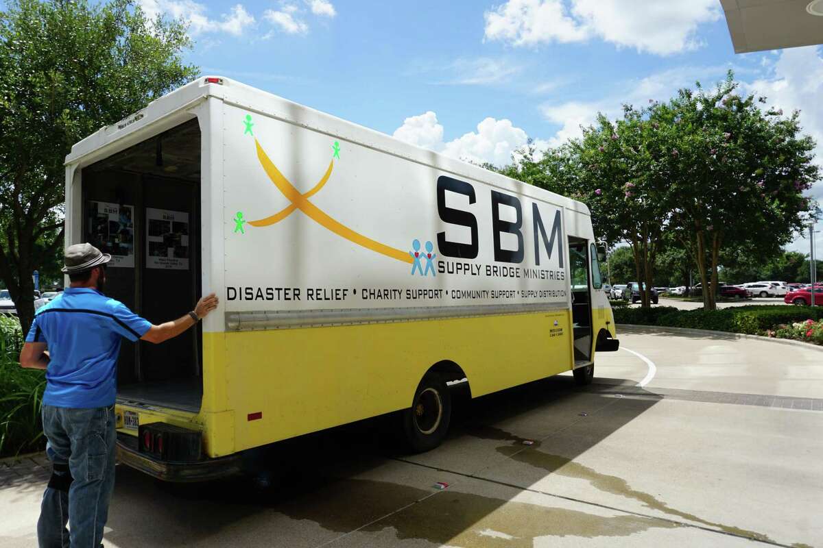 A truck from Supply Bridge Ministries helps to deliver 5,000 donated personal protective equipment masks from nonprofit Katy Responds to Texas Children’s Hospital West Campus in Katy on Friday, June 19.
