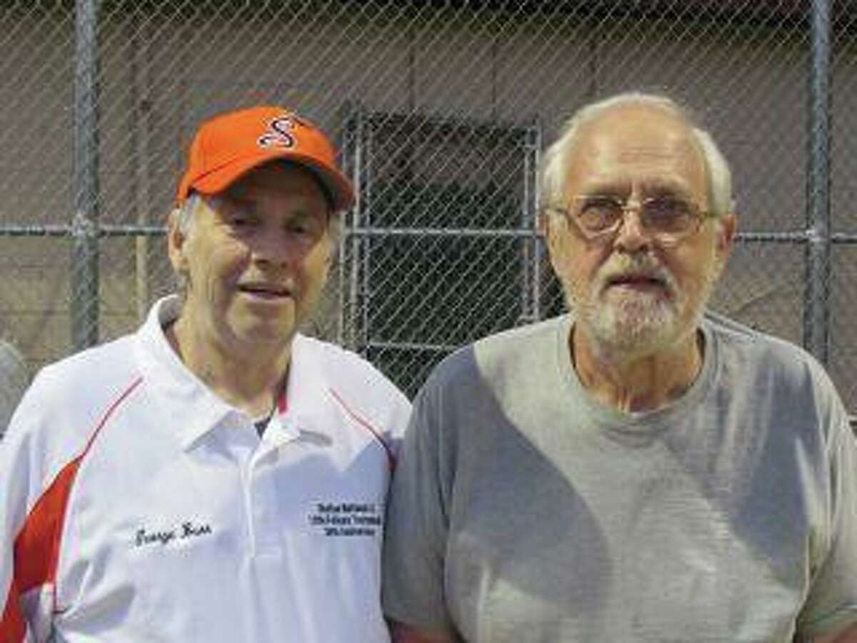 Shelton National Little League long-time board member George Burr, left, and President Stan Kudej have helped make the Littlefellows Tournament happen for 36 years.