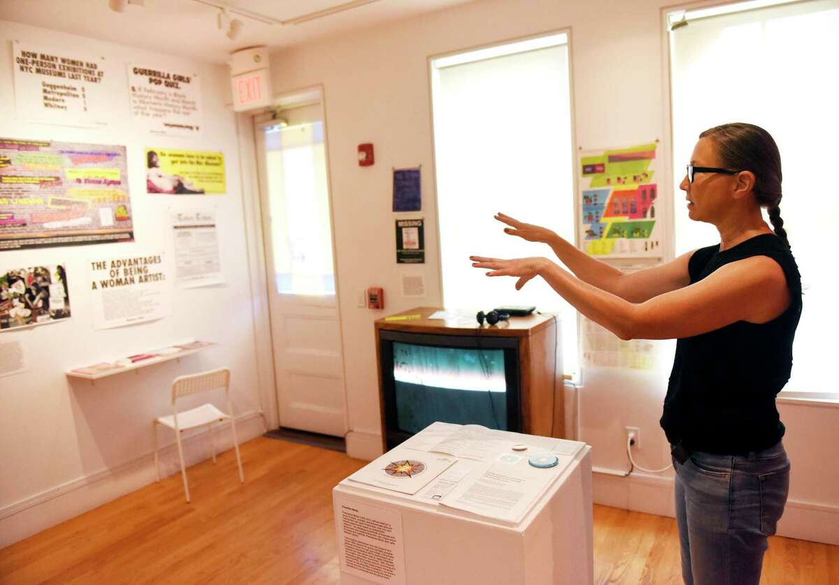 Creative Director Terri C. Smith shows the "Collective Action Archive: Redux" exhibition at Franklin Street Works in Stamford, Conn., on June 24, 2019. In June 2020, Franklin Street announced that it was permanently closing in response to the coronavirus crisis.