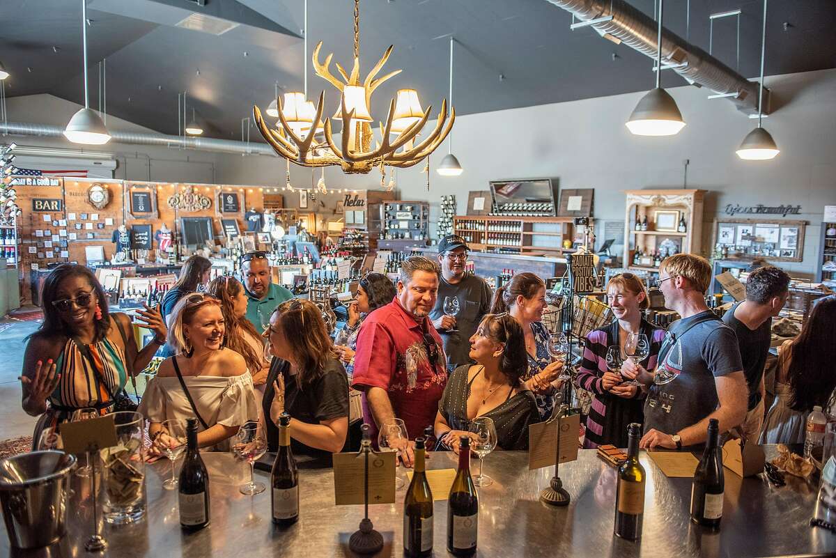 Wine tasters at the Babcock Winery tasting room on Saturday, April 13, 2019, in Lompoc, Ca.