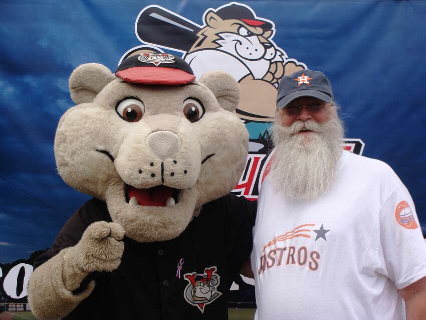 Astros and ValleyCats fan Rob Witt poses with Tri-City mascot Southpaw. (Courtesy photo)