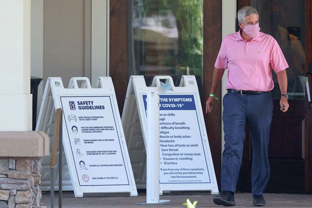 PGA Tour Commissioner Jay Monahan in Cromwell today.