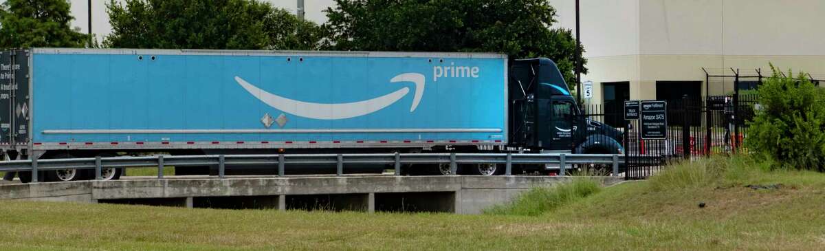 A truck enters the Amazon facility on South Callaghan Road on Tuesday, June 23, 2020. Many are concerned about the number of Covid-19 cases at the various area Amazon facilities.