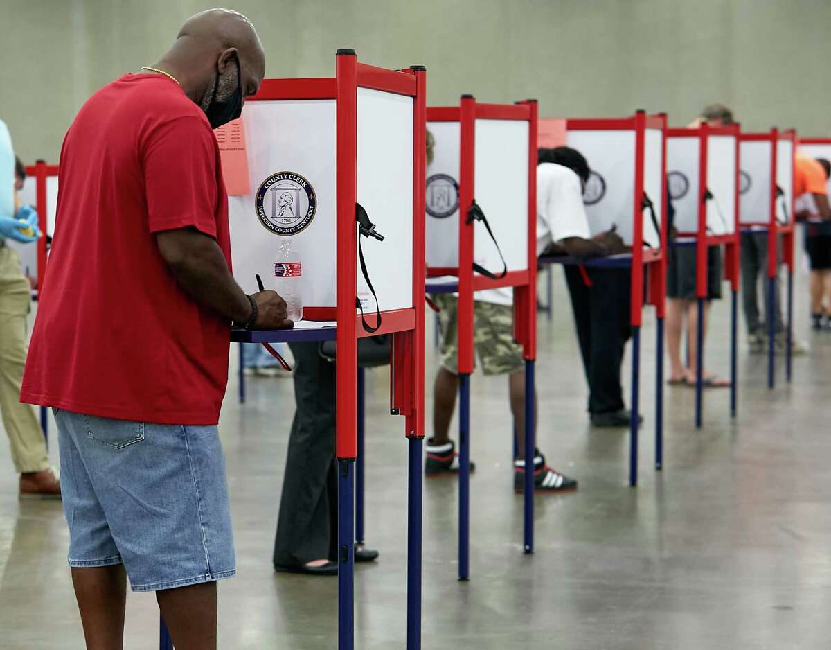 Primary voters cast their ballots at a polling place in Louisville, Ky., on Tuesday, June 23, 2020. The number of voters casting absentee ballots has risen sharply because of the coronavirus pandemic, and the results of key races may not be known on Tuesday night as a result. (Erik Branch/The New York Times)
