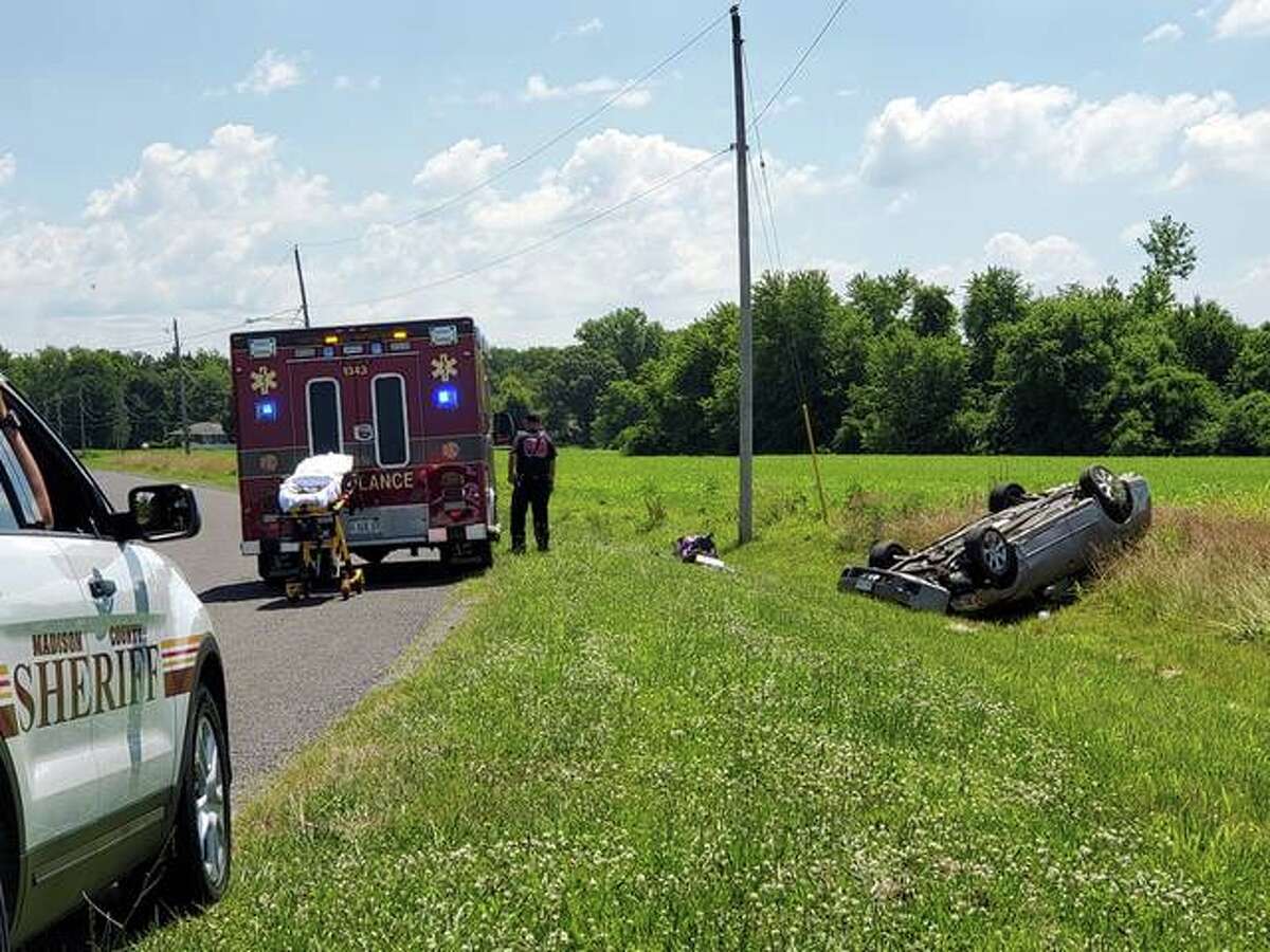 Driver escapes car after rollover in rural Edwardsville