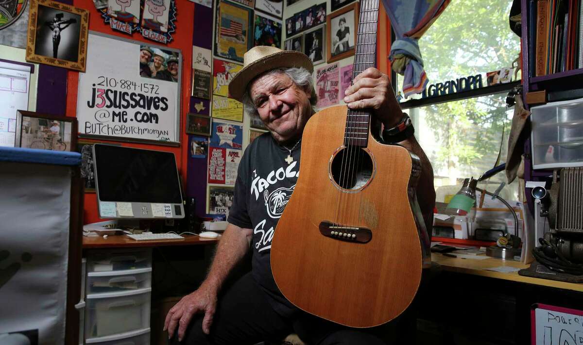 Claude Morgan poses at his home in Devine. Morgan is a longtime music institution in San Antonio known for his virtuoso guitar playing, witty song lyrics and ability to play most genres.