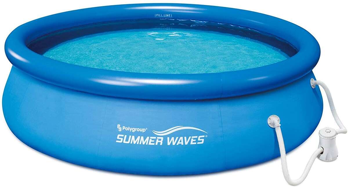 Summer Waves 10ft x 30in Quick Set Inflatable Above Ground Pool with Filter Pump $225Amazon This is the best-selling above-ground pool on Amazon (outside of inflatable kiddie pools). It has a 600-gallon capacity, and comes with a filter pump, which is essential for keeping your pool water clean if you don't want to be dumping it out all the time, given their propensity to pick up bugs, algae and all sorts of other fun summertime gunk.