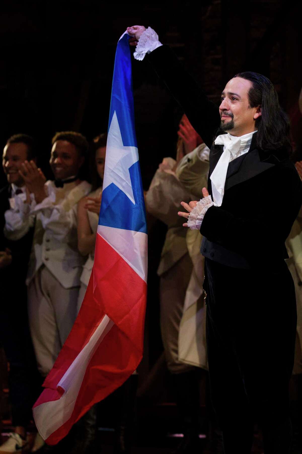 Lin-Manuel Miranda thanks the audience after his performance in "Hamilton" in Puerto Rico.