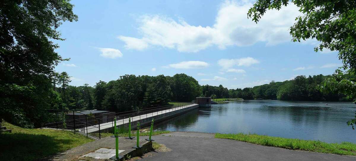 A view of the North Stamford Reservoir, photographed on June 23, 2020 in Stamford, Connecticut. Abnormally dry conditions in half the state could signal a drought if the hot weather persists.