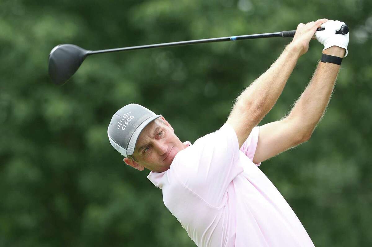 CROMWELL, CONNECTICUT - JUNE 27: Brendon Todd of the United States plays his shot from the seventh tee during the third round of the Travelers Championship at TPC River Highlands on June 27, 2020 in Cromwell, Connecticut. (Photo by Maddie Meyer/Getty Images)