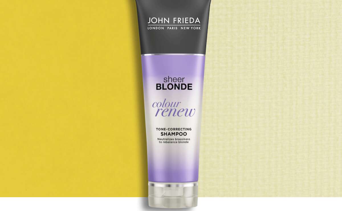 John Frieda Sheer Blonde Colour Renew Tone Correcting Shampoo Price: $10.99 This John Frieda shampoo neutralizes brassy, orange tones as it cleanses your hair. Your hair will also smell wonderful, as this is made with a lavender extract.