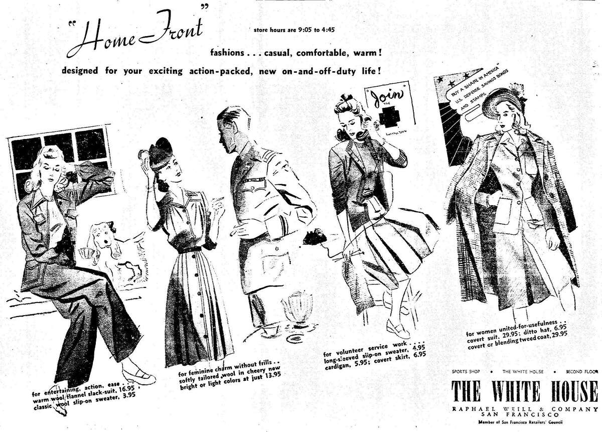 20世纪40年代的广告。白宫百货公司的纪事展示广告，1942年1月12日