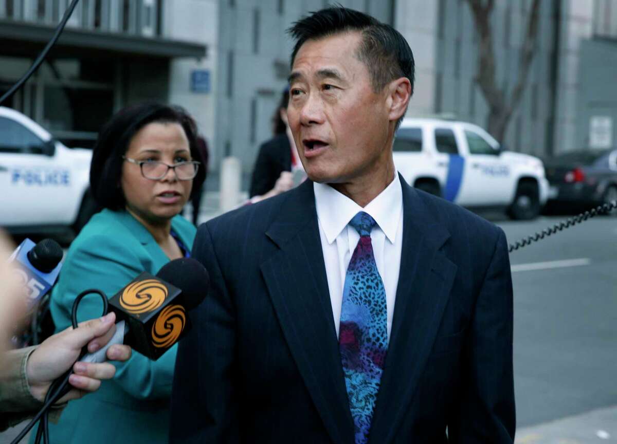 Former state Sen. Leland Yee leaves the Phillip Burton Federal Courthouse after receiving a five year prison sentence and a $20,000 fine in a federal bribery and corruption case in San Francisco, Calif. on Wednesday, Feb. 24, 2016.