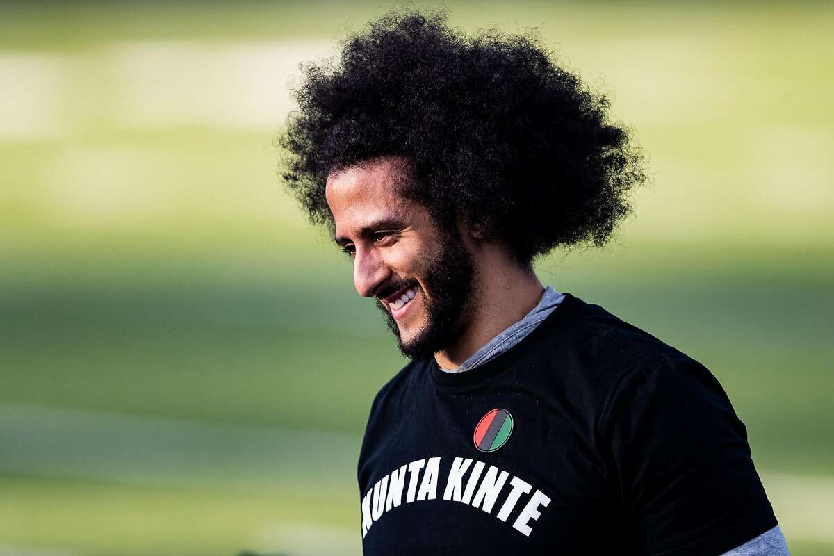 Colin Kaepernick looks on during his NFL workout held at Charles R. Drew High School in Riverdale, Ga., on November 16, 2019. (Carmen Mandato/Getty Images/TNS)