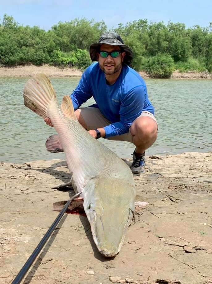 Webb County Precinct 1 Commissioner Jesse Gonzalez caught this alligator gar over the weekend at the Rio Grande. Photo: Courtesy