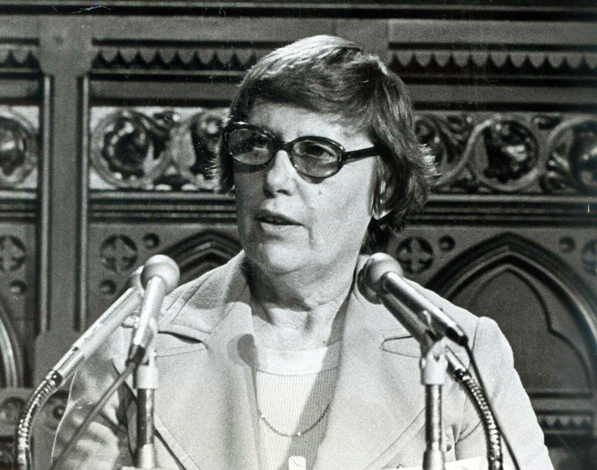 Gov. Ella Grasso speaks at the State Capital in Hartford, Conn., Feb. 14, 1975. Grasso serveed as Connecticut governor from 1975-1980, and died in 1981.