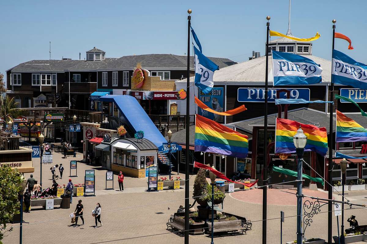 Pier 39 on Tuesday, June 30, 2020, in San Francisco, Calif. Businesses along the Fisherman�s Wharf and Pier 39 are reportedly operating at around 20% the usual amount and struggling without the usual massive daily flood of tourists, amid the coronavirus pandemic.