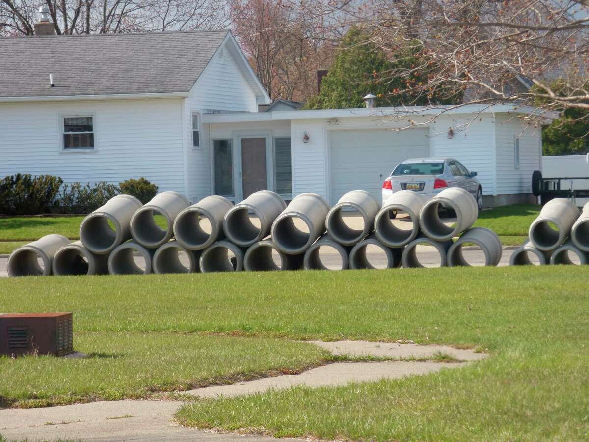 Some of the road and sewer work being done by the city could be seen on St. Mary's South Parkway near Franklin Street in Manistee in May. The city is lining about six miles of pipes in the city to prevent infiltration of groundwater, while also adding decades to the lifespan of the pipes. (File photo)