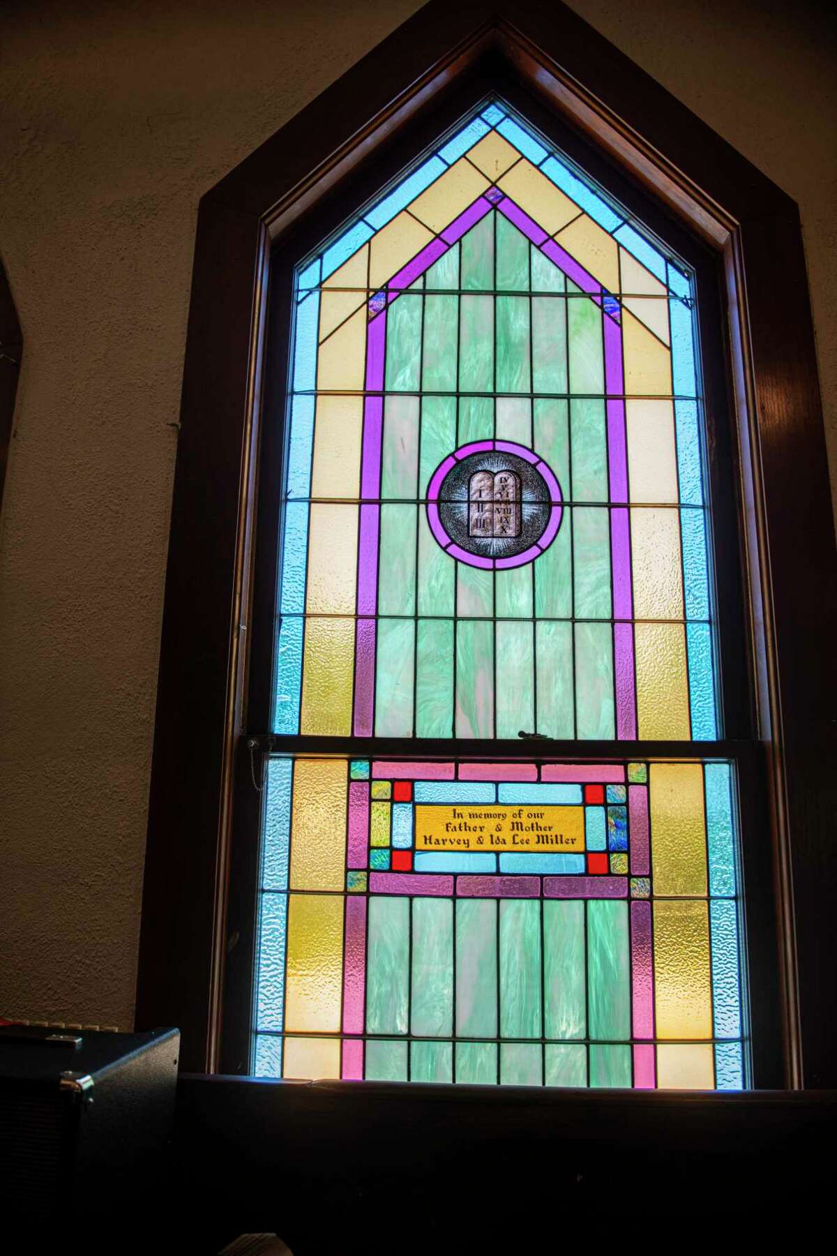 St. James African Methodist Episcopal Church, one of San Antonio's oldest Black churches, has multiple stain glass windows, each one dedicated to congregation members. The church is now located on the near West Side.