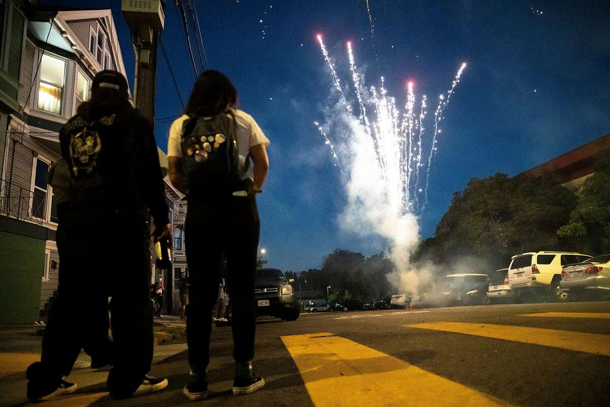 Fireworks in the Potrero Hill neighborhood on Saturday, July 4, 2020, in San Francisco, Calif.