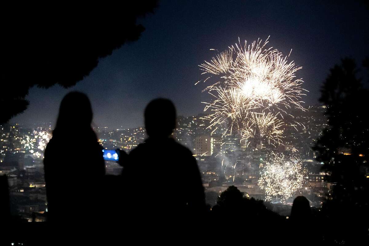 Fireworks in the Potrero Hill neighborhood on Saturday, July 4, 2020, in San Francisco, Calif.