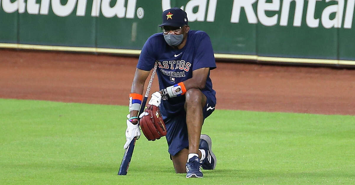 Houston Astros Manager Dusty Baker watches his players during the Astros summer camp Sunday, July 5, 2020, at Minute Maid Park in Houston.