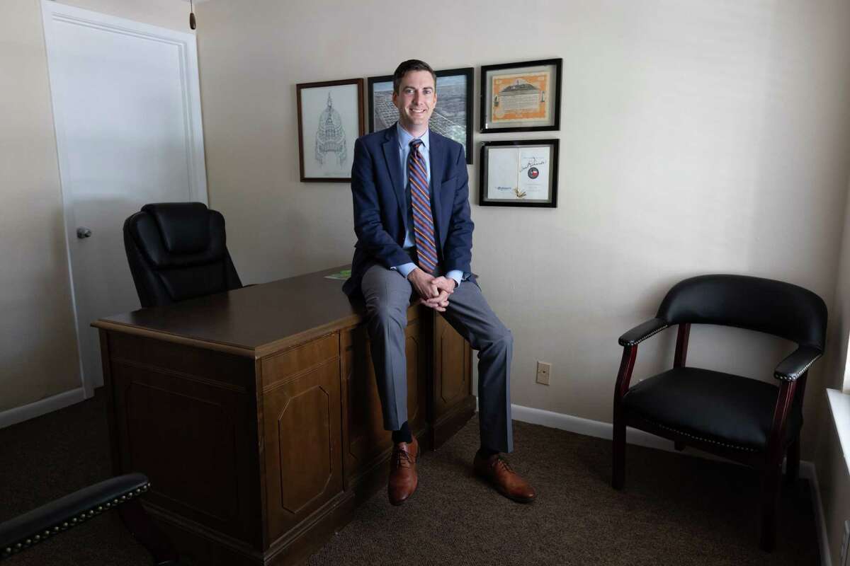 Jason Modglin, the new president of the Texas Alliance of Energy Producers, began the job in June amidst historic job losses and production slow downs in oil and gas production due to the COVID-19 pandemic. Modglin poses for a portrait at the Association offices in Austin, Texas on June 25, 2020.