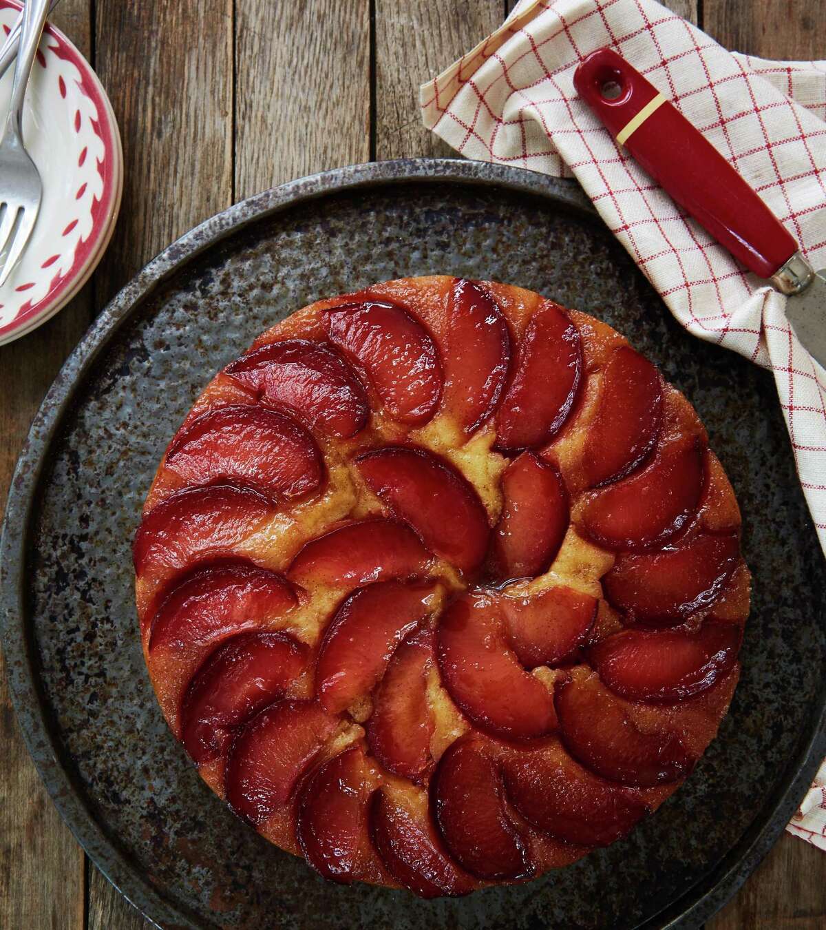 Plum Upside Down Cake from "The Duke's Mayonnaise Cookbook" by Ashley Strickland Freeman.