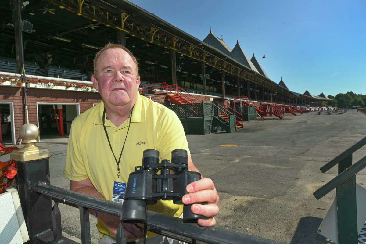 Times Union handicapper Tim Wilkin visits the Saratoga Race Course July 6, 2020, days before the meeting starts in Saratoga Springs, N.Y. Photo by Skip Dickstein/Special To the Times Union.