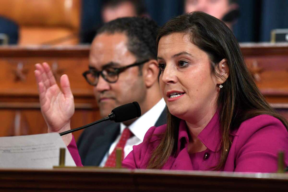 Rep. Elise Stefanik, R-N.Y., questions former U.S. Ambassador to Ukraine Marie Yovanovitch testifies before the House Intelligence Committee on Capitol Hill in Washington, Friday, Nov. 15, 2019, in the second public impeachment hearing of President Donald Trump's efforts to tie U.S. aid for Ukraine to investigations of his political opponents. (AP Photo/Susan Walsh)