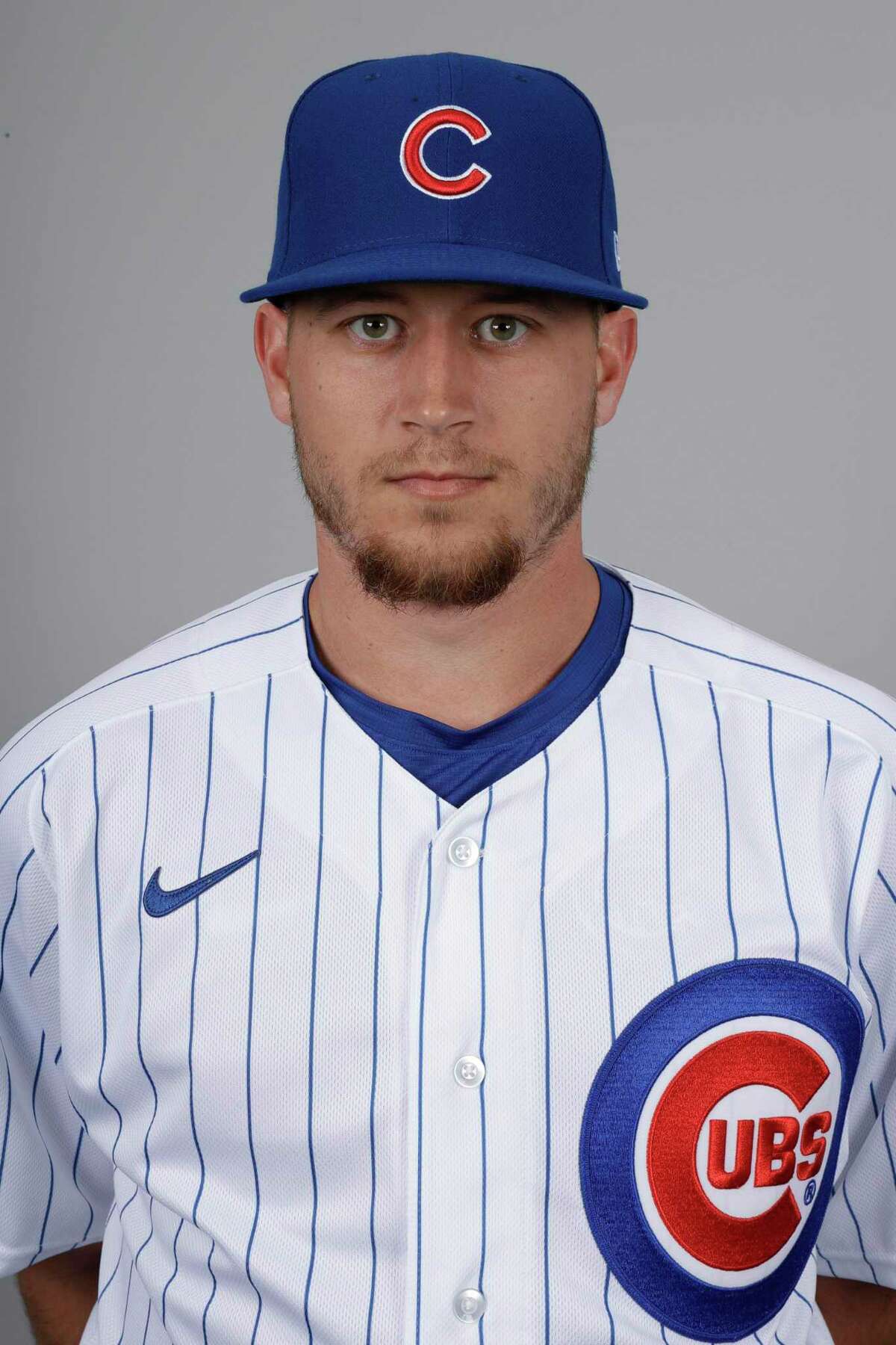 This is a 2020 photo of P.J. Higgins of the Chicago Cubs baseball team. This image reflects the 2020 active roster as of Tuesday, Feb. 18, 2020, when this image was taken in Mesa, Ariz. (AP Photo/Gregory Bull)