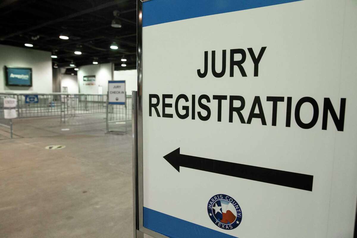 The new way of grand jury selection is set up during the coronavirus pandemic Monday, July 6, 2020, at NRG Arena in Houston.