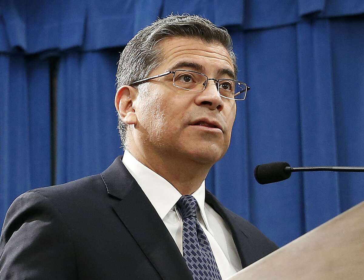 FILE - In this Feb. 15, 2019, file photo, California Attorney General Xavier Becerra speaks at a news conference in Sacramento, Calif. The U.S. Department of Education is attempting to take pandemic relief funds away from K-12 public schools and divert the money to private schools, California and four other states argued in a lawsuit filed Tuesday, July 7, 2020, against the Trump administration. Becerra and Michigan Attorney General Dana Nessel announced the lawsuit, which was joined by Maine, New Mexico, Wisconsin, and the District of Columbia. (AP Photo/Rich Pedroncelli, File)